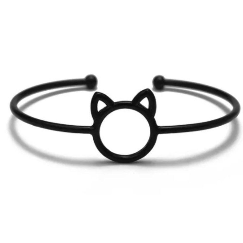 TT-Hollowed Out Cat Bracelet-Black